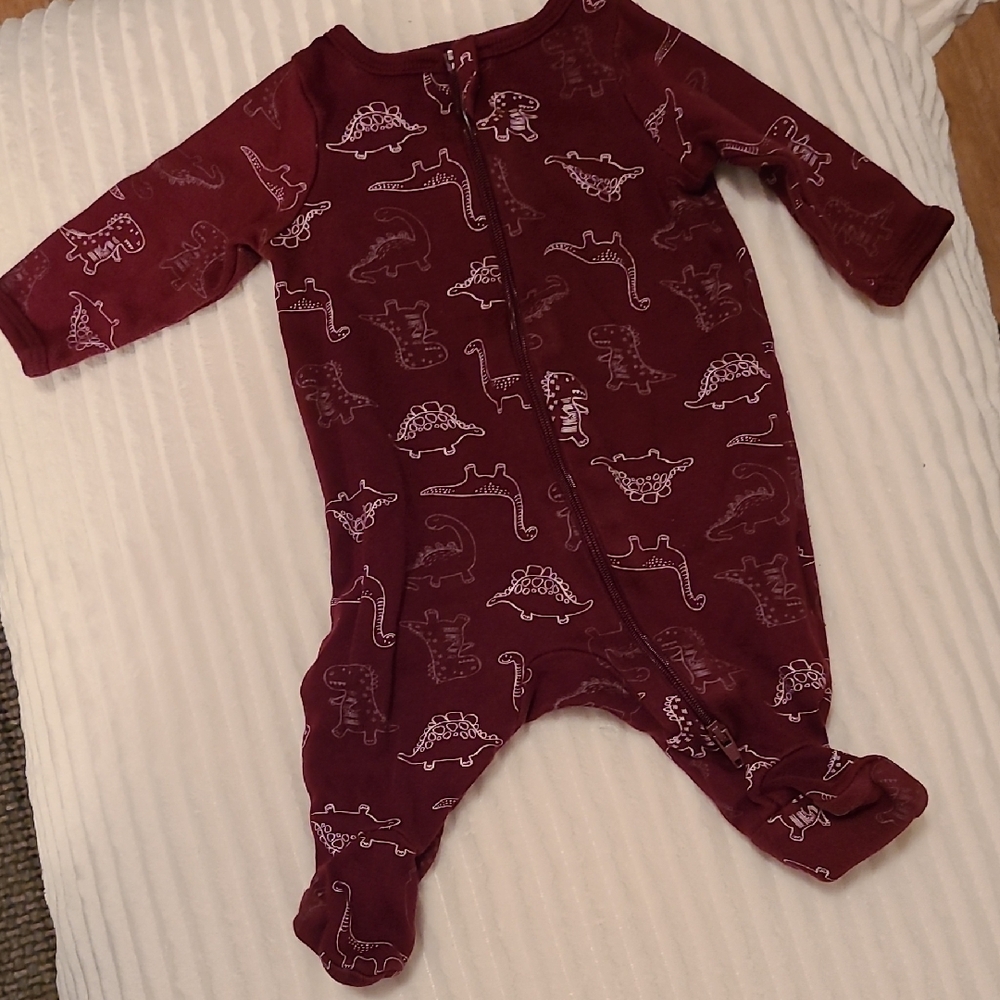 Baby Dinosaur Print One Piece - Maroon